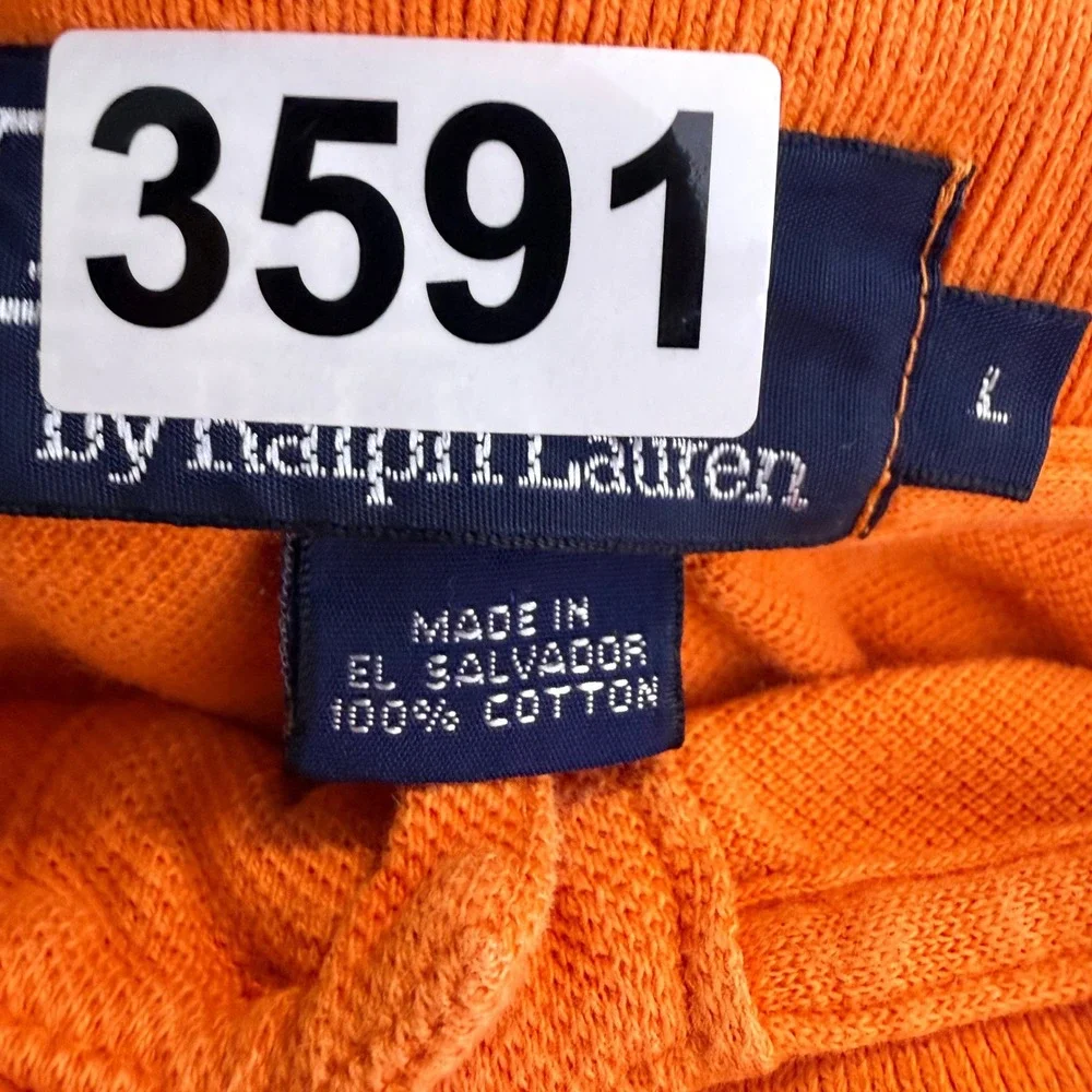 Vintage Polo Ralph‎ Lauren Polo Shirt Mens L Orange Embroidered Pony Cotton Golf